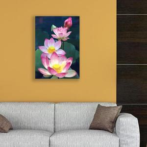 연꽃 행운 유니연꽃그림 캔버스액자 밤 분홍색 그림드림