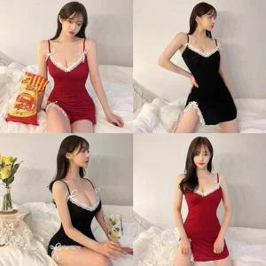 /옷자락 여자 크리스마스 글램 슬립 미니원피스