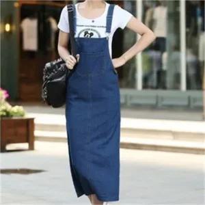 [오노마] ONM 여성 캐주얼패션 진청 데님 원피스 멜빵청치마  8188039)
