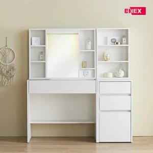 꼬모 LED조명거울 유리상판 화장대+3단 서랍수납장 (넓이120cm)