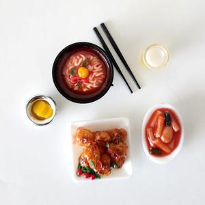 미니어쳐 라면치킨떡복이세트 납골당음식소품 돌하우스 음식