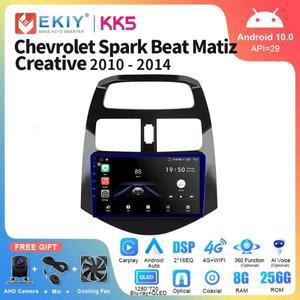 EKIY KK5 안드로이드 10 자동차 라디오 시보레 스파크 비트 Matiz Creative 2010 - 2014 네비게이션 GPS 멀