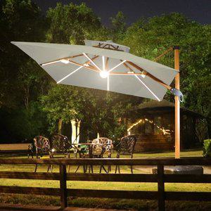 [리벨리] 주문제작 태양광 LED 사각 파라솔 (300x400cm) (화이트)