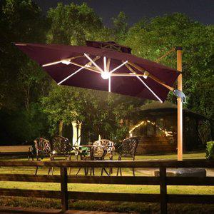 [리벨리] 주문제작 태양광 LED 사각 파라솔 (300x400cm) (와인색)