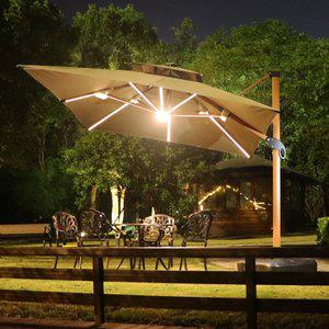 [리벨리] 주문제작 태양광 LED 사각 파라솔 (300x400cm) (카키)