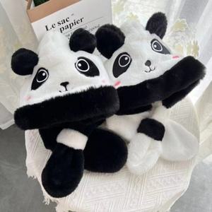 아동모자 판다 머플러 귀도리모자 목도리