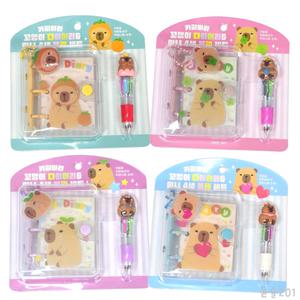 카피바라 꼬맹이 3공 다이어리 & 미니 4색 볼펜 세트 랜덤1개 PVC 만년 수첩