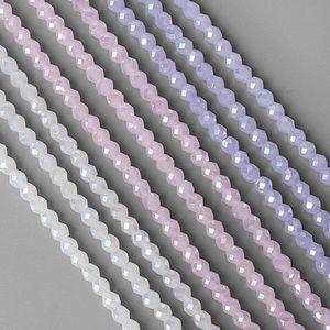 싼비즈 [2-616-02]크리스탈 다각형주판알 4mm AB ,1줄(약90개)