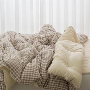 [피커]어반체크 퀸사이즈 순면 사계절 Q 브라운 침구 1P