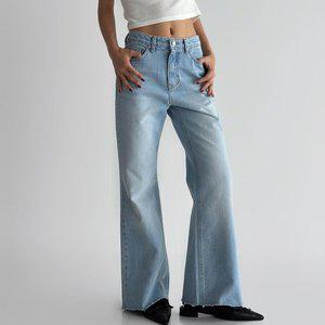 [신세계라이브쇼핑][옷자락] 여자 논스판 컷팅 부츠컷 워싱 로우라이즈 여름 청바지