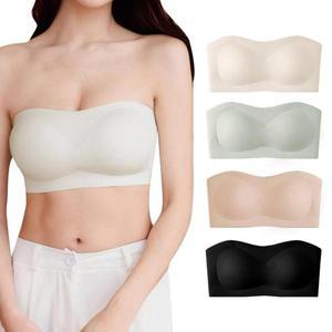 [다잇템]여성 4단 후크 노와이어 민무늬 튜브 브라탑