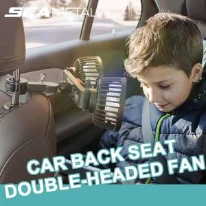 차량용 선풍기 자동차 써큘레이터 SEAMETAL 헤드레스트 더블 헤드 팬 뒷좌석용 냉각 USB 케이블 자유 조정