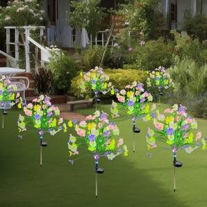 1PC 7 헤드 태양 광 발전 미니 소형 소형 야외 국화 지상 플매트 카펫 러그인 램프  안뜰  정원  잔디밭