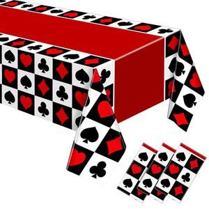 호슬리 3Pcs 카지노 테마 파티 장식 포커 테이블보 플라스틱 일회용 테이블 커버 게임 생일 카드 피크닉 용품, 51 x 108 인치 (플레이드)