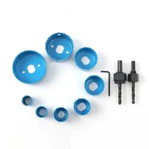 철재 목재 홀쏘 보링비트 8종세트 블루/목공/타공/구멍/드릴날/홀커터/타일/금속/절단/공구/석고보드