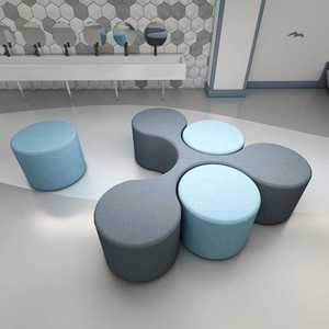 소파 스툴 도서관 병원 대기실 키즈 카페 쿠션 의자 대형삼각스툴1개+원형스툴3개