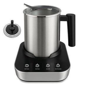 4-in-1 전기 우유 거품기 및 찜기, 700ml(23온스) 스테인리스 스틸 피처, 자동 차단 기능, 핫 앤 콜드 폼 메이커 라떼, 카푸치노, 마키아토, 식기세척기 사용 안전한 워머 포함