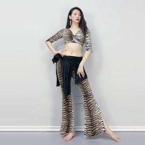 벨리 댄스 연습복 호피 스윙 루즈핏 밸리댄스복 우아한 라틴 스포츠 블랙 프린트 폴댄스