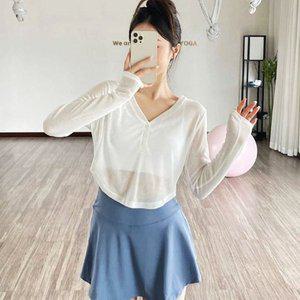 고품질 필라테스 요가 상의 긴팔 크롭티 크롭 긴팔티 커버업웨어 여성운동복 (WFI321Q)