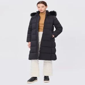 [헤지스 골프 여성] [24FW] WWJU4D942BK 스테디셀러탈착후드 덕다운 롱패딩 BLACK