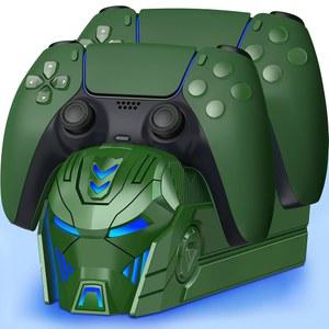 플레이스테이션 5 듀얼센스 컨트롤러용 PS5 컨트롤러 충전소: 스토리지용 빠른 듀얼 스탠드 충전기 도크 LED 충전소 액세서리(녹색)