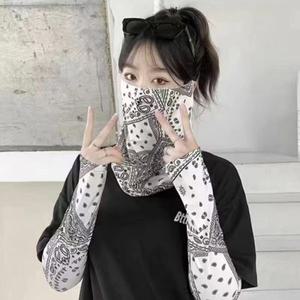 UV차단 패턴 쿨링 팔토시 마스크 세트 여성 토시 쿨마스크 운전용팔토시