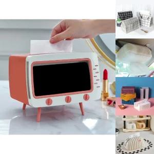 스마트폰 거치 티비 휴지케이스(핑크)/핸드 타월 타올 회사 사무실 휴게실 회의실 학원 유치원 병원 차량