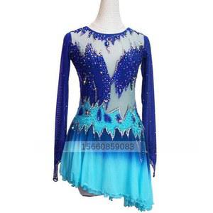 피겨복 대회의상 스케이팅 화이트 01 우아한 고탄력 성인 검은 긴팔 무대복 드레스