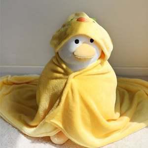 오리 후드 입는 망토 담요 귀여운 캐릭터 똑딱이 단추