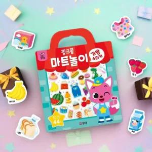 핑크퐁 가방스티커 아기상어 캐릭터 스티커 (마트놀이) 리무버블 인지학습 시장놀이 유아