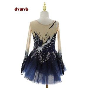 긴팔 피겨복 피겨드레스 리듬체조 체조복 이즈 블랙퍼플 스케이트 성능 공연 갈라쇼 레깅스복