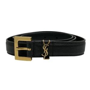[명품] 25FW YSL 모노그램 CASSANDRE 로고 슬림 벨트 블랙 브론즈 554465 BOO0W 1000