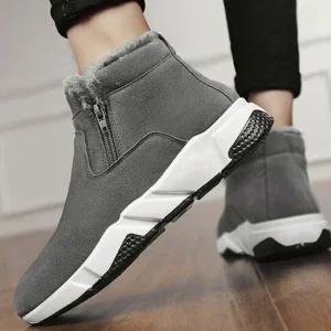 겨울 남성 스웨이드 방한화 지퍼장식 패션 스니커즈 Z 남성운동화 남성털신발 캐주얼부츠