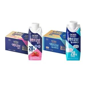 후디스 하이뮨 프로틴 액티브 밀크쉐이크 ZERO 250ml, 18개 +액티브 딸기 250ml, 18개