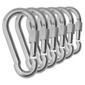 브랜드 보드 블랙 앤 실버 헤비 듀티 부시크래프트 잠금 엄지 나사 아연 도금 스틸 카라비너 스프링 스냅 클립 링크 후크 200-400파운드 하중. 6팩 및 12팩