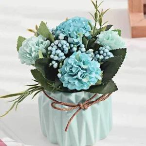 화병 조화 화분 실내 조경 블루 인조 꽃 수국 장식용