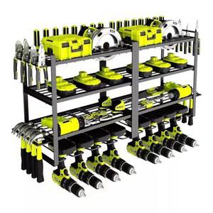 전동 드릴 충전 지지대 노란색 4층 다용도 검정색 철제 충전거치대 배터리 걸이대 벽걸이