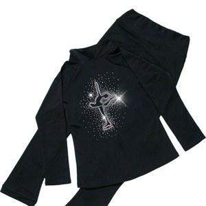 피겨 연습복 스케이트 상의 의상 훈련용 하얀색 남성용 올블랙 스커트 긴팔 자켓 댄스복