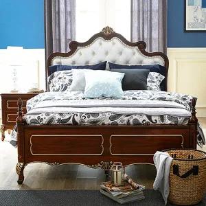 로젠 엔틱 원목 가죽 침실세트A (퀸침대+2단협탁)_CP