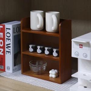 빈티지 우드 미니 선반 3단 양념통정리 원목 향수정리대 엔틱 인테리어