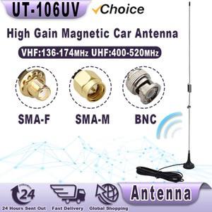 UT 106UV 자동차 안테나 마그네틱 SMA F 듀얼 밴드 온보드 VHF UHF Baofeng UV 5R UV82 GT 3TP 5 햄 라디오 액세서리