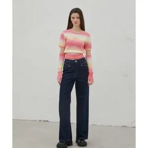 [롯데백화점]에고이스트 포켓 절개 포인트 기모 슬림 와이드 데님 팬츠 (EQ4DP162)