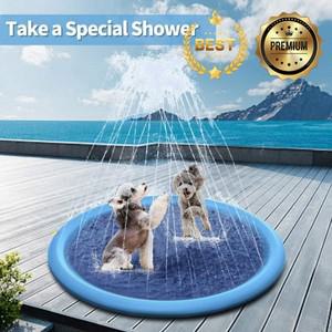 개물 놀이 매트 라운드 대화 형 분수 스플래시 스프링클러 패드 야외 미끄럼 방지 풀 여름 애완 장난감 목