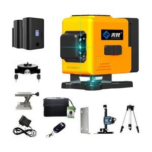 휴대용 미니 레이저레벨기 적외선 레이저 거리 측정기 수평기 수평계 3D 자동 고정밀 수평자 N.노랑 12