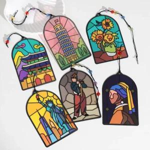 민화샵 조각 스티커 썬캐쳐 장식 책갈피 명화 랜더마크 스티커만들기 여름놀이 초등미술키트