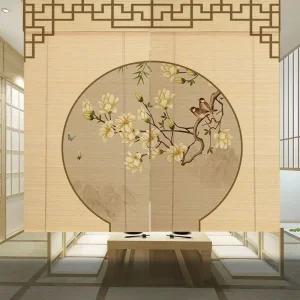 산수화 민화 롤스크린 대형 대나무커튼 대나무 블라인드 카페 전통