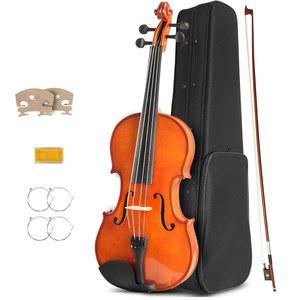 초보자를 위한 4/4 바이올린 엑스트라 어쿠스틱 DS-2J 스트링 학생을 천연 활, 키트, 포함된 위한 악기 스트링(MV200, 브릿지, 스타터 풀사이즈 로진, 4/4)이 바이올린, 바니시 케이스,