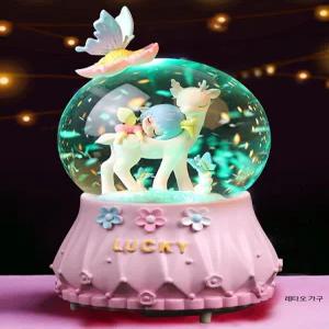 공주 수정 구슬 뮤직박스 생일 선물 회전형 빛나는 음악 상자 인테리어 예쁜 디자인