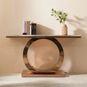 스코나 안티오 대리석 스탠 로즈골드 오메가 테이블 콘솔 화장대 사이드보드