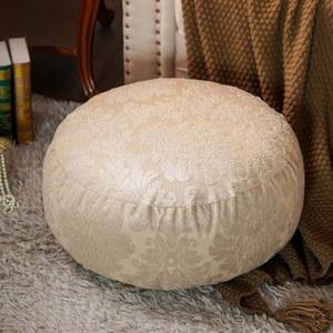 ARTABLE 언플러그드 푸프 오스만 커버 레이스 장식용 부드러운 보관용 빈 백 푸프 시트 우아한 플라워 패브릭 바닥 발판 거실 침실 야외용 (샴페인, 20 x 20 x 8 인치 원형)